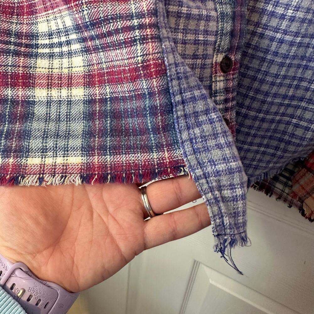 BDG Womens Patchwork Plaid Oversized Button Flann… - image 7